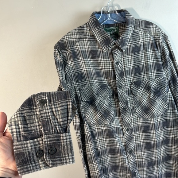 NWT Woolrich Miners Wash Cotton Flannel Plaid Shirt Sz Large Button Down Modern - Picture 7 of 15